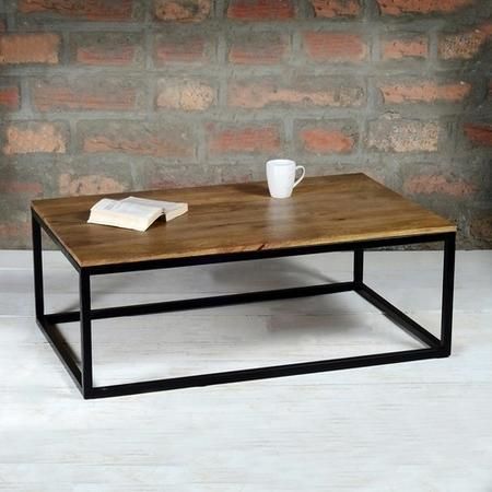 Suri Industrial Rectangular Mango Wood And Metal Coffee With Walnut And Gold Rectangular Coffee Tables (View 4 of 15)