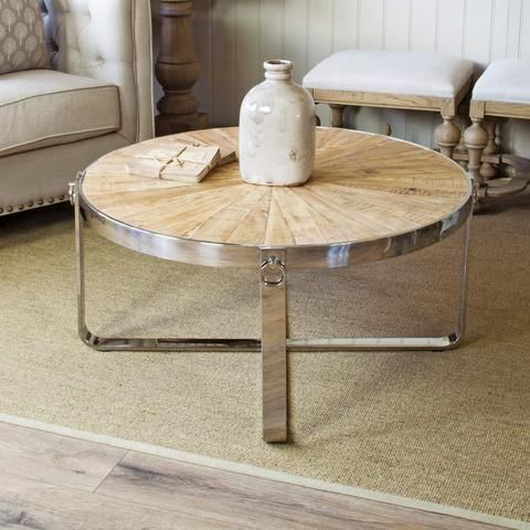 Sylvine Round Wood And Metal Coffee Table (With Images With Regard To Wood Coffee Tables (View 8 of 15)