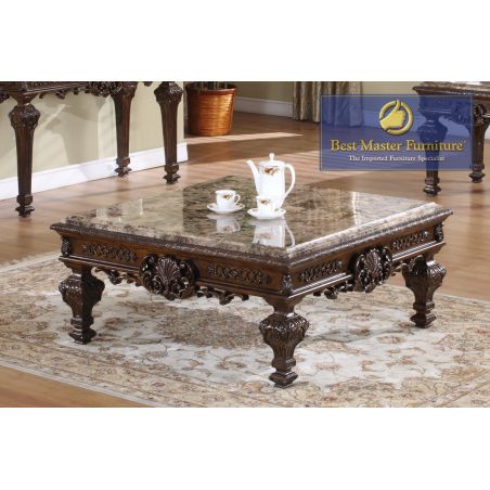 T388 Marble Coffee Table Set | Best Master Furniture Color In Gold And Mirror Modern Cube End Tables (View 11 of 15)