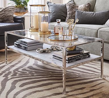 Tanner Marble Rectangular Coffee Table | Pottery Barn With Regard To Marble Coffee Tables (View 1 of 15)