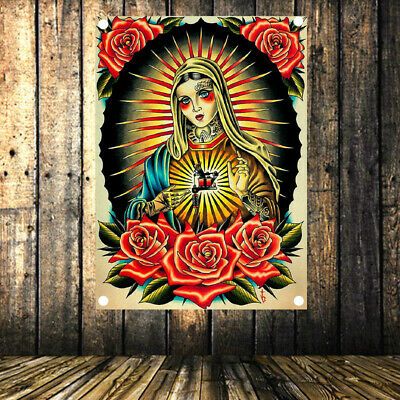 Tattoo Poster Canvas Painting Wall Art Banner Flag In Line Art Wall Art (View 14 of 15)