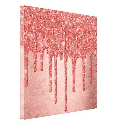 Terra Cotta Glitter Drip | Trendy Icing Drizzle Canvas Intended For Glitter Wall Art (View 4 of 15)
