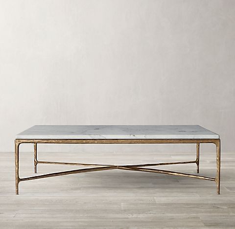 Thaddeus Collection | Rh | Coffee Table, Coffee Table With Regard To Faux White Marble And Metal Coffee Tables (View 15 of 15)