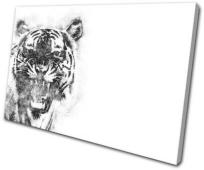 Tiger Abstract Scribble Animals Single Canvas Wall Art Throughout Tiger Wall Art (View 12 of 15)