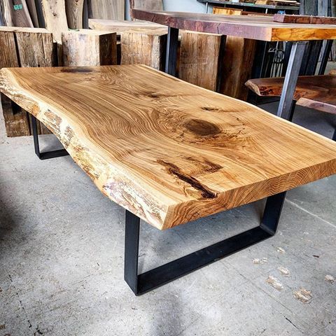 Today'S Completed Project – Jumbo Live Edge White Oak Inside Metal And Oak Coffee Tables (View 4 of 15)