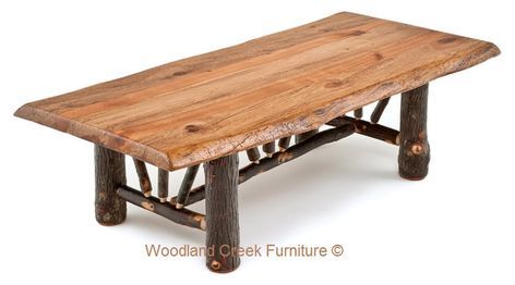 Traditional Hickory Log Cocktail Table, Cabin Coffee In Rustic Barnside Cocktail Tables (View 7 of 15)