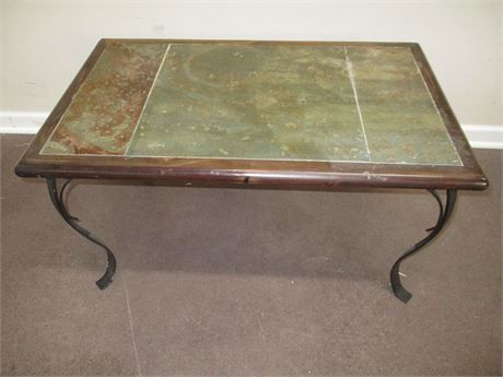 Transitional Design Online Auctions – Slate And Wrought Within Wrought Iron Cocktail Tables (View 1 of 15)