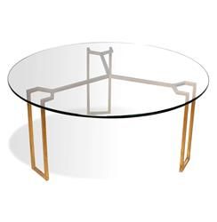 Triad Modern Geometric Gold Leaf Round Coffee Table In White Geometric Coffee Tables (View 3 of 15)