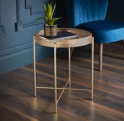 Tromso Gold Tray Metal Coffee Table With Removable Tray Pertaining To Gold Coffee Tables (View 4 of 15)