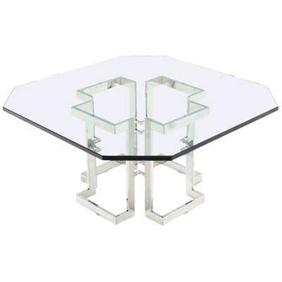 Tubular Chrome Base Plate Glass Top Cocktail Table In 2021 Regarding Stainless Steel Cocktail Tables (View 11 of 15)