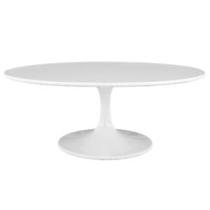 Tulip 42" Oval Shaped Wood Top Coffee Table White Color Inside White Gloss And Maple Cream Coffee Tables (View 11 of 15)