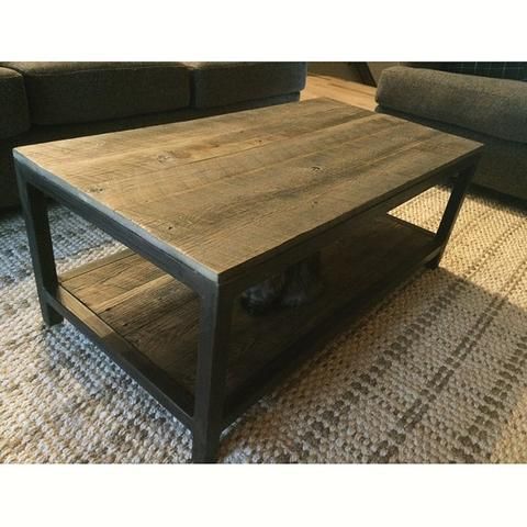 Two Tier Metal And Wood Coffee Table Pertaining To Reclaimed Wood Coffee Tables (View 3 of 15)