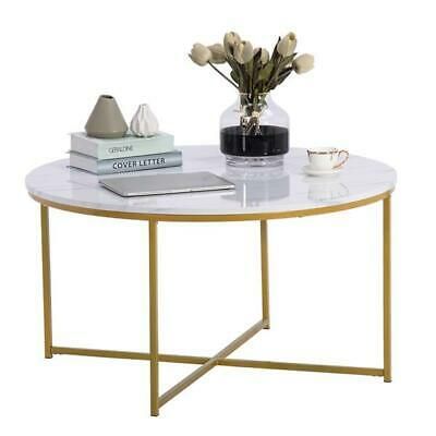 Us Modern Round Coffee Table Centre Table Gold Metal Legs In Gold Coffee Tables (View 11 of 15)