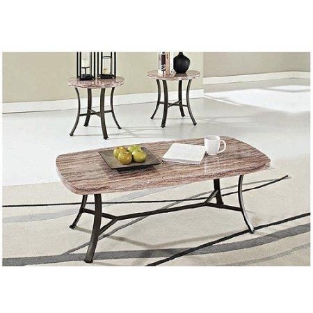 Val Faux Marble 3 Piece Coffee And End Table Set: Faux In Marble Coffee Tables Set Of  (View 2 of 15)