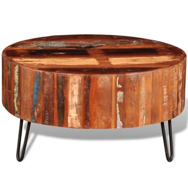 Vidaxl Coffee Table Solid Reclaimed Wood Round | Vidaxl Throughout Reclaimed Wood Coffee Tables (View 15 of 15)