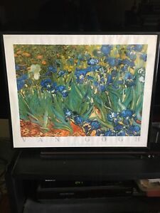 Vincent Van Gogh Les Irises Flower Wall Picture Black With Flower Framed Art Prints (View 13 of 15)