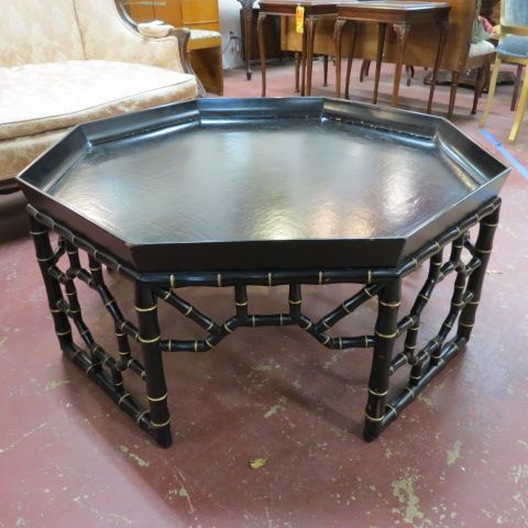 Vintage Antique Octagonal Painted Faux Bamboo Coffee Table Inside Octagon Coffee Tables (View 1 of 15)