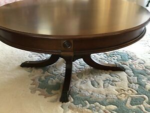 Vintage Antique Solid Wood Mahogany? Claw Foot Round With Antique White Black Coffee Tables (View 6 of 15)