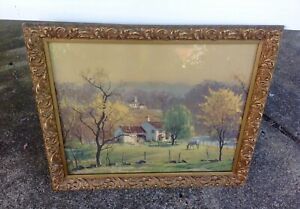 Vintage Leith Ross Bucks County Landscape Gold Wood Guild With Landscape Wood Wall Art (View 11 of 15)
