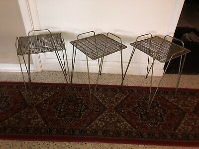 Vintage Mid Century Modern Nesting Tables Mcm Stacking Intended For Metallic Gold Modern Cocktail Tables (View 6 of 15)