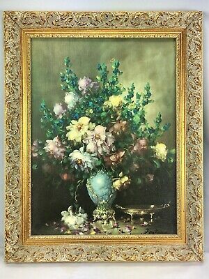 Vintage Ornate Framed Floral Roses Print Fontana Hollywood In Lines Framed Art Prints (View 8 of 15)