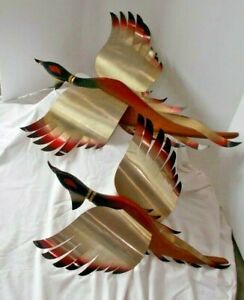 Vintage Pair Of Metal & Wood Flying Geese Wall Art Mid With Regard To Mid Century Wood Wall Art (View 4 of 15)