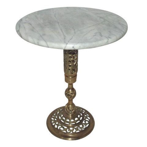 Vintage Pierced Brass And Marble Side Table | Marble Side For Antique Brass Aluminum Round Coffee Tables (View 15 of 15)