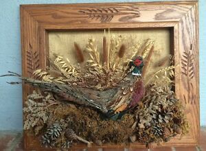 Vintage Rare Solid Wood Framed Pheasant Picture Art 3D With Oak Wood Wall Art (View 2 of 15)