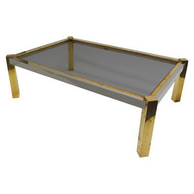Vintage Rectangular Chrome And Brass Coffee Table With In Brass Smoked Glass Cocktail Tables (View 2 of 15)