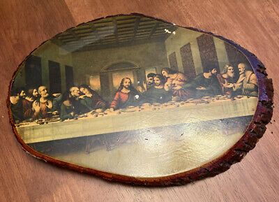 Vintage The Lords Last Supper On Natural Wood Slab Wall Pertaining To Retro Wood Wall Art (View 14 of 15)