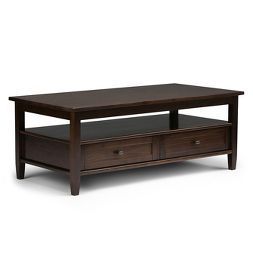 Warm Shaker Coffee Table – Tobacco Brown – Simpli Home With Warm Pecan Coffee Tables (View 11 of 15)