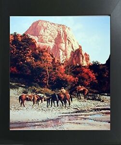 Western Cowboy Horses Mountain Wall Decor Art Print Throughout Mountain Wall Art (View 11 of 15)