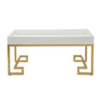 White Greek Key Base Cocktail Table Within Gray And Gold Coffee Tables (View 1 of 15)