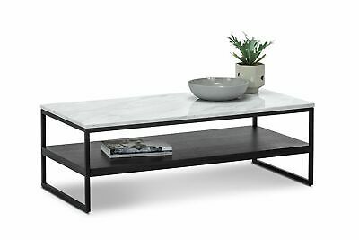 White Marble Coffee Table Rectangular With Storage Shelf For Black Coffee Tables (View 7 of 15)