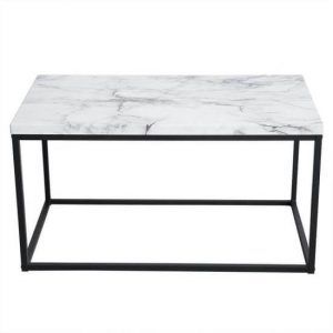 White Marble With Black Metal Box Frame Coffee Table In Black Metal And Marble Coffee Tables (View 9 of 15)