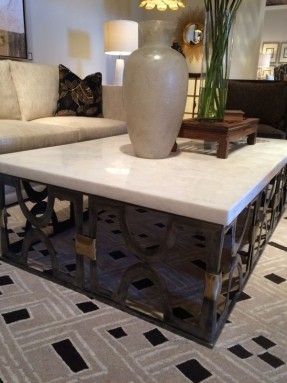 White Onyx Stone Top Coffee Table – Mecox Gardens | Slate Within Faux White Marble And Metal Coffee Tables (View 9 of 15)