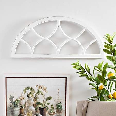 White Paned Arch Wood Wall Plaque | Kirklands | Wood Wall For Waves Wood Wall Art (View 7 of 15)