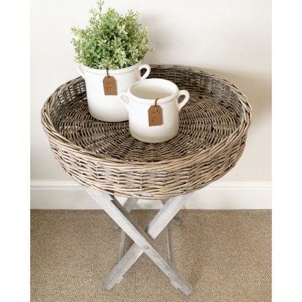 Wicker Tray Table Round | 51730 | Homeware / Storage Inside Gray Wash Coffee Tables (View 15 of 15)