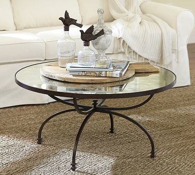 Willow Antique Mirror & Metal Coffee Table, Aged Bronze Inside Oval Aged Black Iron Coffee Tables (View 6 of 15)