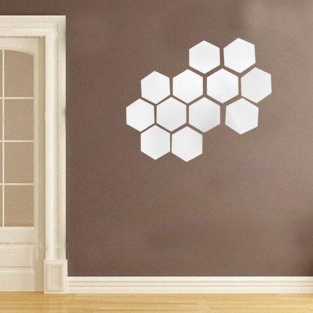 Womail 12Pcs 3D Mirror Hexagon Vinyl Removable Wall Regarding Hexagons Wall Art (View 6 of 15)