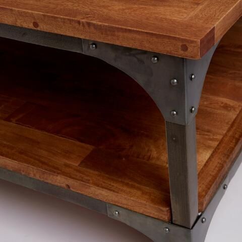 Wood And Metal Aiden Coffee Table | World Market | Ottoman Throughout Metal Coffee Tables (View 12 of 15)