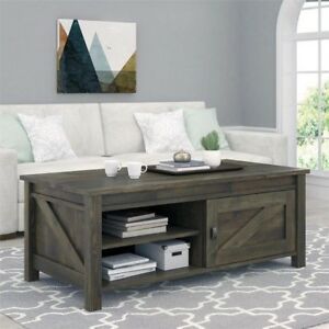 Wood Coffee Table Rustic Tables Storage Farmhouse Barn Pertaining To Black Wood Storage Coffee Tables (View 9 of 15)