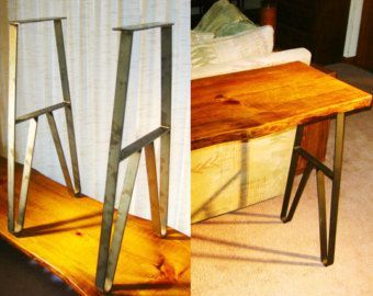 Wood Slab Or Beam Metal Legs: Bench, Coffee Table, Twinleg Pertaining To Brown Wood And Steel Plate Coffee Tables (View 9 of 15)