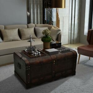 Wooden Chest Coffee Table Living Room Treasure Trunk Regarding Espresso Wood Storage Coffee Tables (View 15 of 15)