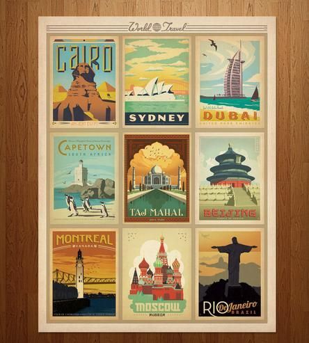 World Travel Multi Image Art Print | City Collage, Retro With Regard To Barcelona Framed Art Prints (View 2 of 15)
