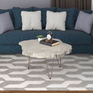 Wrought Studio Etchison Acacia Wood Coffee Table | Coffee Pertaining To White Grained Wood Hexagonal Coffee Tables (View 4 of 15)