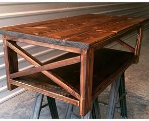 X Style Coffee Table In Dark Walnut | Rustic Furniture For Rustic Walnut Wood Coffee Tables (View 5 of 15)