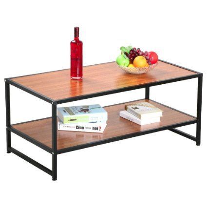 Yaheetech Modern Living Room 2 Shelf/Tier Large Rectangle Intended For 2 Shelf Coffee Tables (View 12 of 15)