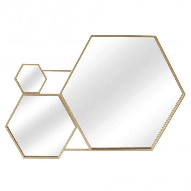100Cm Gold Hexagon Wall Mirror | Wall Mirror | Gold Wall Mirror Intended For Gold Hexagon Wall Mirrors (View 2 of 15)