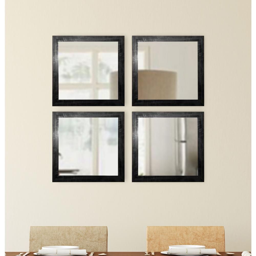 15.5 In. X 15.5 In. Black Smoke Square Wall Mirrors (Set Of 4) S045S (View 15 of 15)